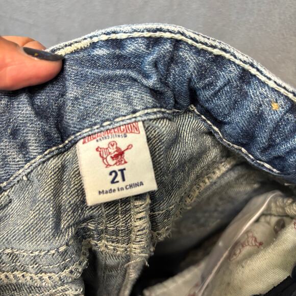 True Religion 2T Jeans Adjustable Waist Streetwear Thick Stitch Hip Hop Straight - Picture 4 of 16